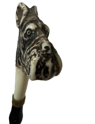 Shoe Horn, Carved Great Dane Dog Head, Vintage wooden leather wrapped  22" - Image 1 of 4