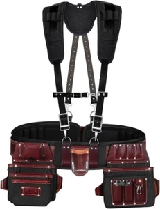 Fueri Tool belt Suspender for men nylon and leather 26 Pockets tool pouch - Imagen 1 de 5