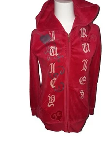 Vintage Juicy Couture TrackSuit Terry Set Red Jacket Pants Size 14 Made in Usa - Picture 1 of 23
