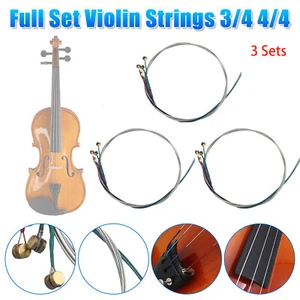 Juego completo de 3 paquetes de cuerdas de violín de acero inoxidable para violín de 4/4 y 3/4 G D - Imagen 1 de 12