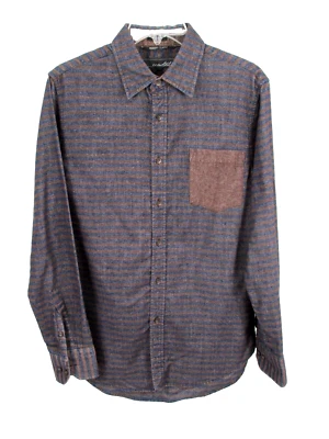 NWOT COASTAL Bolsa Button Up Shirt Men Size M Blue Brown Stripes Modern Slim Fit - Image 1 of 4