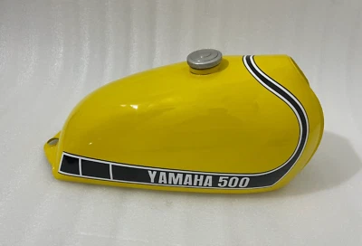 Yamaha SC500 SC 500 1974 Tanque de gasolina de acero pintado amarillo + Tapa + Grifo Foto 1 de 4