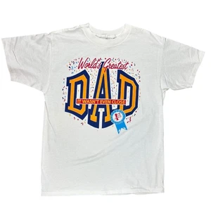 Vintage 90's World's Greatest Dad Single Stitch Delta Cotton T-Shirt size Large - Picture 1 of 5