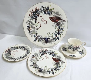 Como Nuevo Lenox Winter Greetings 5p Lugar Ajuste Cena Ensalada Pan Plato Taza Platillo - Imagen 1 de 5