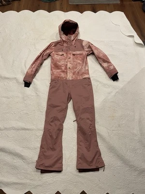 Roxy Mujeres M Formación Rosa Tie Dye Con Capucha Esquí Snowboard Mono Babero Pantalón $399 Foto 1 de 4