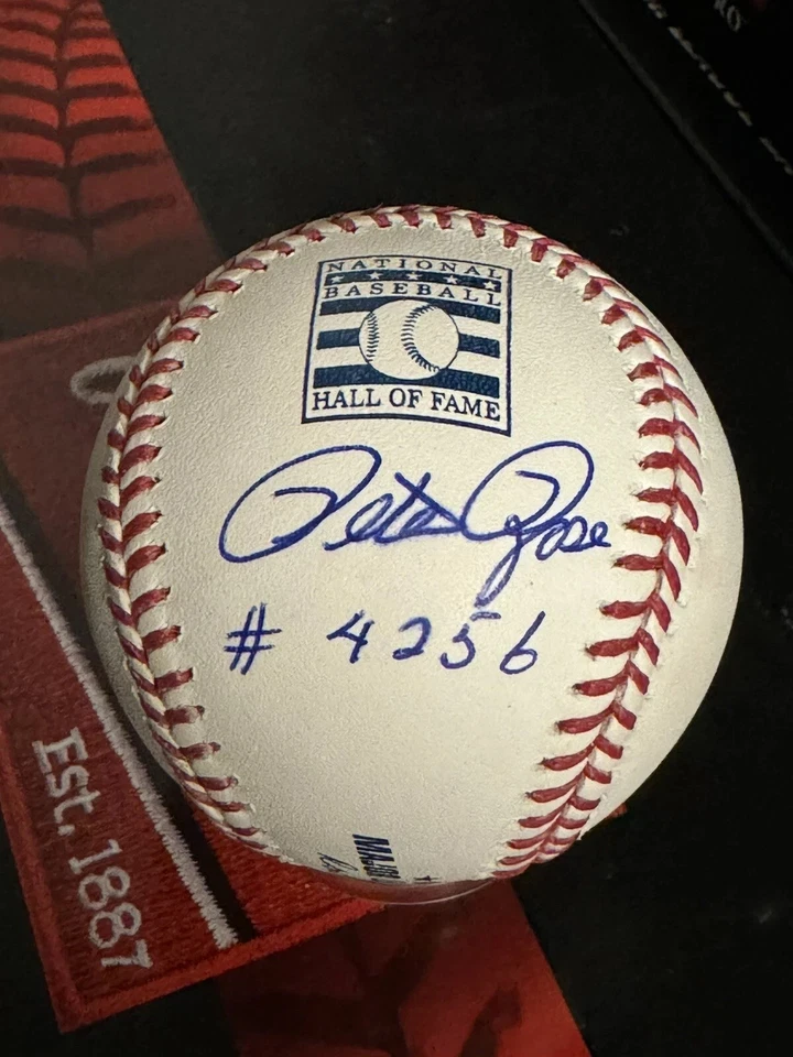 Pete Rose auto Hall of Fame HOF Logo Baseball Signed 4256 - Image 1 of 1