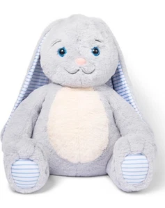 Coniglio Abbracciabile Coccola e Calma Amico Ponderato Grigio con Orecchie a Righe Blu, Piedi - Foto 1 di 6