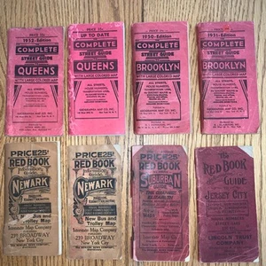 Stck 8 Der komplette Straßenführer für Queens, Brooklyn, Newark rotes Buch Vintage - Bild 1 von 16