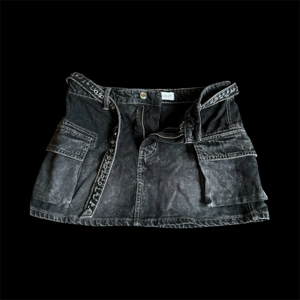 Bershka Black Cargo Skirt with Belt – UK Size 10 – Great Condition - Image 1 of 4