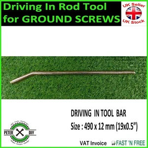Driving In Rod Tool for GROUND SCREWS Rebar Galvanised Bar 490x12mm (19x0.5") - Picture 1 of 1