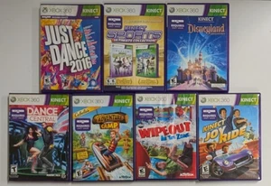 7 Lot Xbox 360 Kinect Games Just Dance 2016 Sports Disneyland Joy Ride Wipe Out - Picture 1 of 4