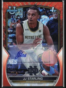 JJ STARLING AUTO 5/25 2022-23 BOWMAN CHROME UNIV ORANGE SHIMMER #37 REFRACTOR - Picture 1 of 2