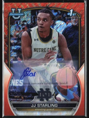 JJ STARLING AUTO 5/25 2022-23 BOWMAN CHROME UNIV ORANGE SHIMMER #37 REFRACTOR - Image 1 of 2