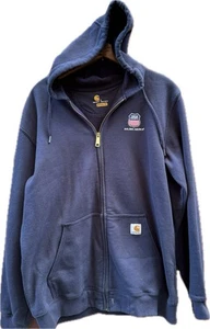 Union Pacific Railroad Carhartt Blue Zippered Hoodie Sweatshirt Original Fit- L - Picture 1 of 5