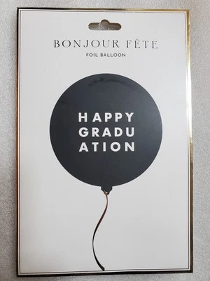 Bonjour Fete Foil Black Balloon Happy Graduation 20 inches wide - Image 1 of 2