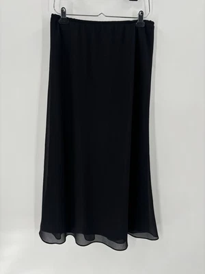 Vintage MSK Skirt Womens Large Black Maxi Ruffles Chiffon Stretchy Elastic Waist - Image 1 of 4