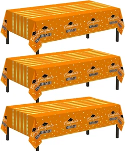 3 Pack Graduation Tablecloth,Graduation Party Decorations 2025 Orange and Gold,5 - Picture 1 of 12