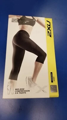 2XU Women's Compression Tights 3/4 Length Size X-Small Black DY654-01-XS - Image 1 of 3