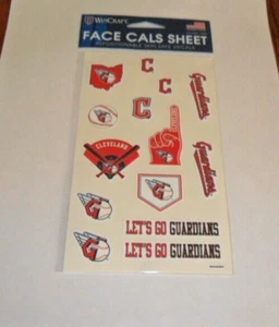 MLB CLEVELAND GUARDIANS 1 SHEET 14 FACE CALS TATTOOS  FREE SHIPPING - Picture 1 of 1