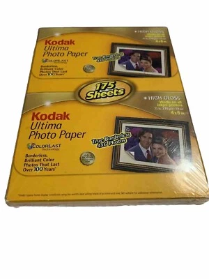 Kodak Ultima High Gloss Photo Paper Borderless 4 x 6" 175 Sheets Sealed New - Image 1 of 2