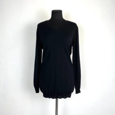 Mujer Prada Prendas de Punto Color Cachemira NEGRO Camisa Top Blusa PulloverTalla 40 Foto 1 de 4