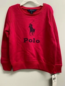 NEW POLO Ralph Lauren Girls 5,6X Big Pony French Terry Pullover Pink,Blue - Picture 1 of 18
