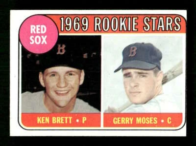 1969 Topps Rookie Stars 476 Gerry Moses Ken Brett EXMT miscut BXCP41 - Image 1 of 2