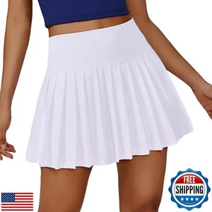PINSPARK Tennis Skorts for Woman with Pocket High Waist Golf Skirt A Line Ple - Picture 1 of 5