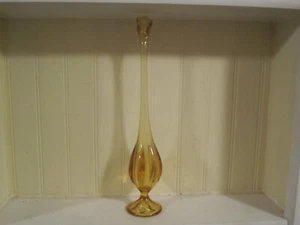 Vintage Glass swung Vase Amber Pedestal - Picture 1 of 6