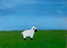 Original Art Acrylic painting The Lamb with the Broken Leg Free shipping
