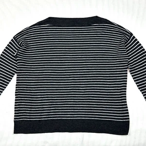 Eileen Fisher Pullover Damen XS gestreift Pulli U-Boot Ausschnitt Viskose Stretch grau - Bild 1 von 7