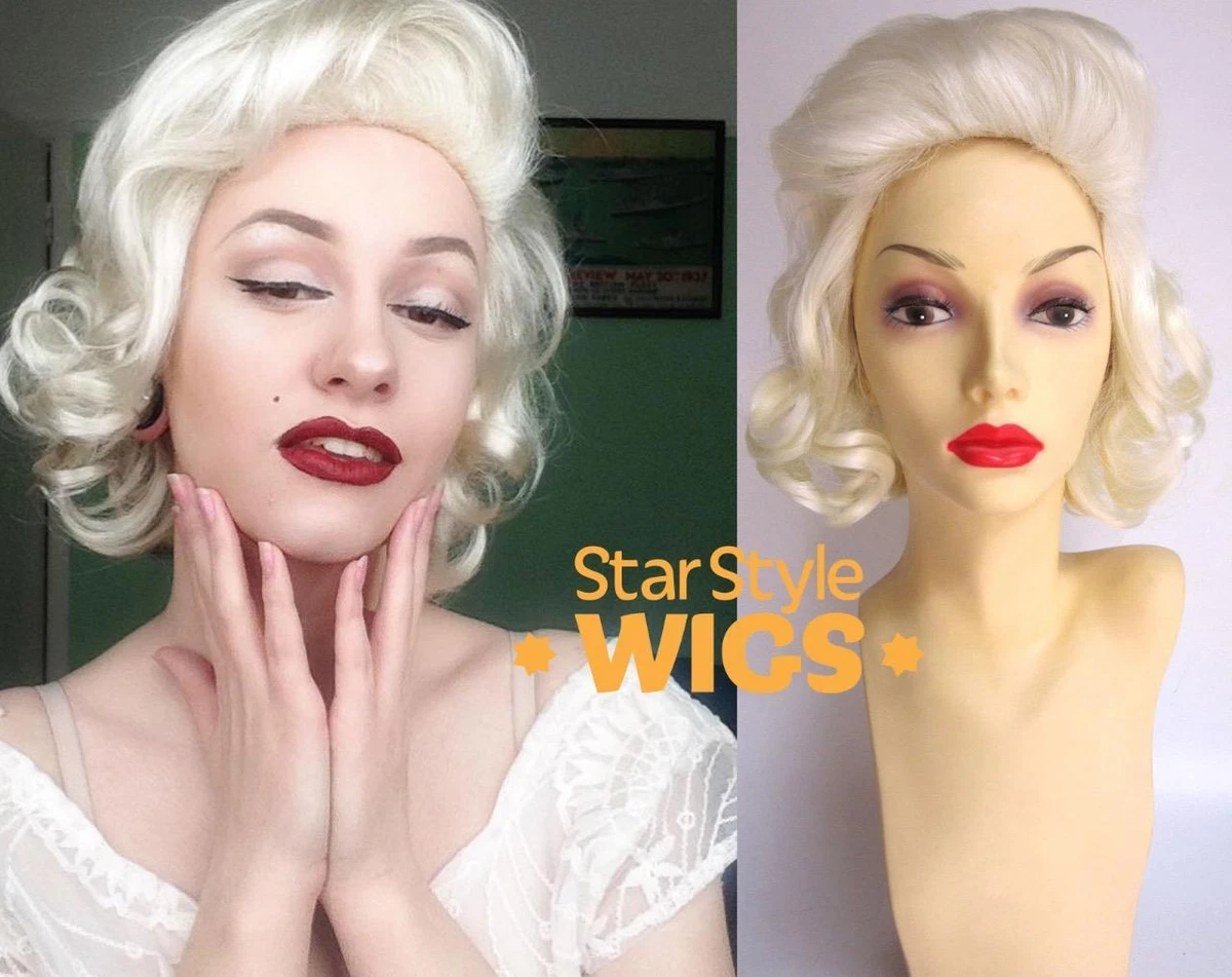 Wigged Love Perücke „Mary-Lynn“ | Platinblonde Locken, Ca. 28 Cm, Aus Modacryl & PVC – Marilyn Monroe Style