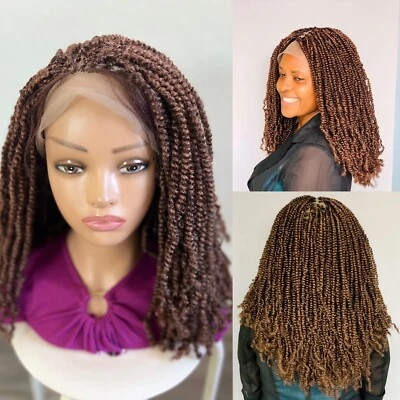 Braided kinky twist wig. Made on a full lace wig. BROWNISH MIX.LENGTH IS 18”long - Image 1 of 4