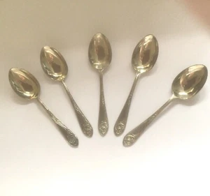 5 JH Potter Silver Plated Teaspoons Art Nouveau Design with Watsons Original Box - Picture 1 of 8