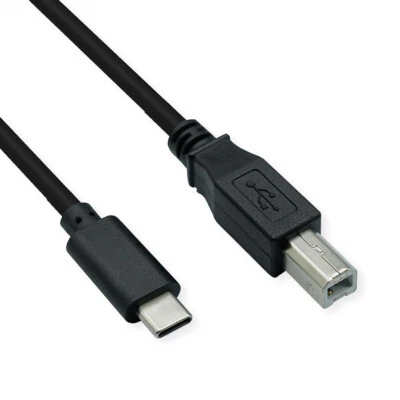 USB 2.0 Typ C Kabel, C - B, Stecker/Stecker, schwarz, 1,8 m - Bild 1 von 2