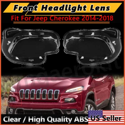 1*Par de cubierta de faros delanteros transparentes para Jeep Cherokee 2014-18 Foto 1 de 4