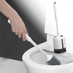 Premium Qualität Bad WC Reinigung Flexible Bürste und Halter Set Weiß - Bild 1 von 3