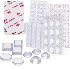 Uni-Fine 4 Sizes Transparent Silicone Pads, Soft Door Bumpers Self Adhesive Nois - Picture 1 of 12