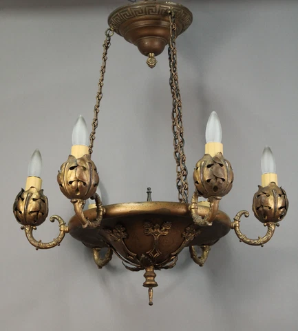 1920s Spanish Revival Art Deco Art Nouveau  Lamp Chandelier Pendant ( 14872) Cover