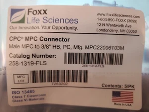 CPC MPC Connector 3/8 Hose Barb PC, Non-valved Insert 3/8 in MPC22006T03M FOXX - Picture 1 of 2