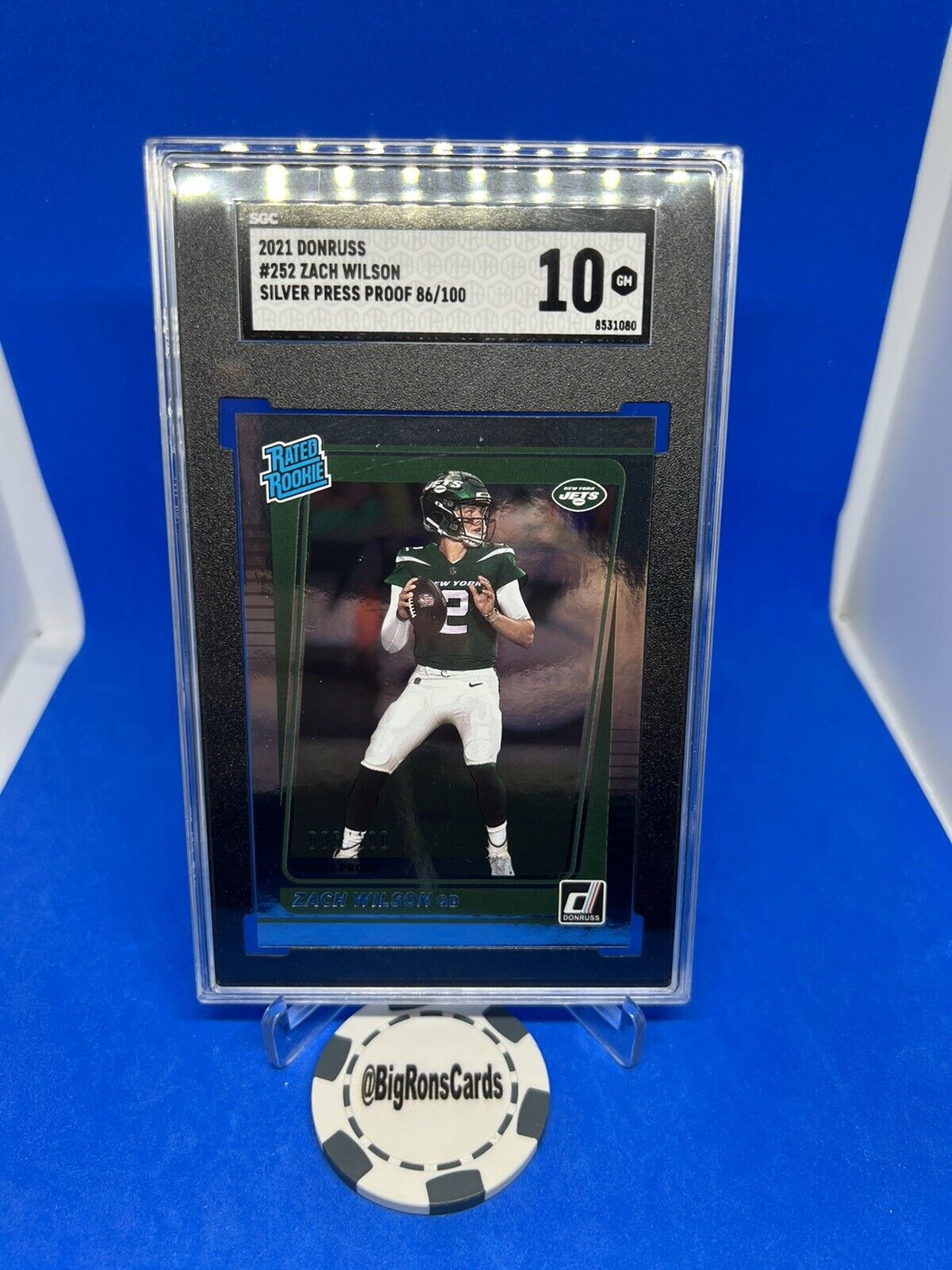 2021 Panini Donruss Zach Wilson Press Proof Silver /100 Rated Rookie SGC 10 Jets