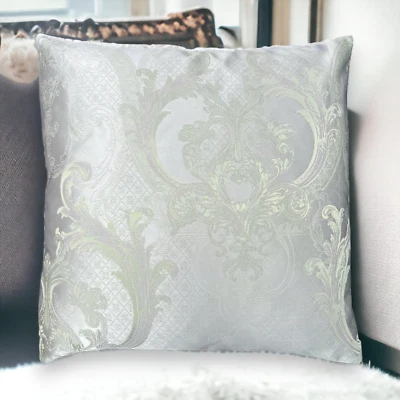 Cushion Covers Grey Silver Damask Jacquard Luxury Gainsborough 45x45cm 18x18" In - Image 1 of 4