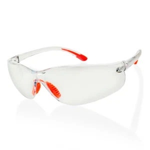 Protective Work Eyewear Wrap Around Utility Clear Slim Glasses Translucent Frame - Picture 1 of 5