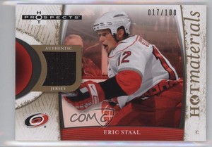2007-08 Fleer Hot Prospects Hot Materials Red Hot /100 Eric Staal #HM-ES