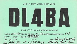 QSL Karte Amateurfunk Postkarte 1956 New York ��DL4BA Club Station Bayerische Dxer - Bild 1 von 2