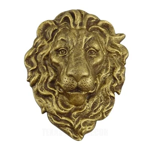 Lion Head Wall Decor Cast Iron Heavy Duty Sculpture Antique Gold 10 x 8 inch - Picture 1 of 4
