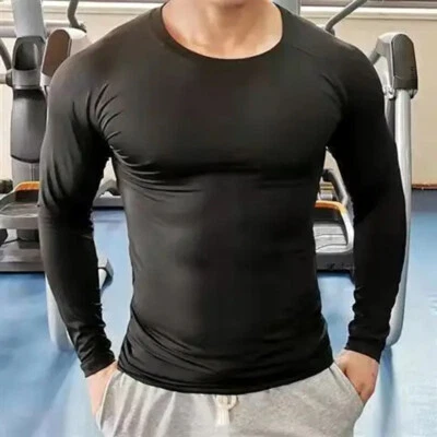 Men's Workout Athletic Long Sleeve Compression Shirts Dry Fit Sports Gym Shirts - Image 1 of 4
