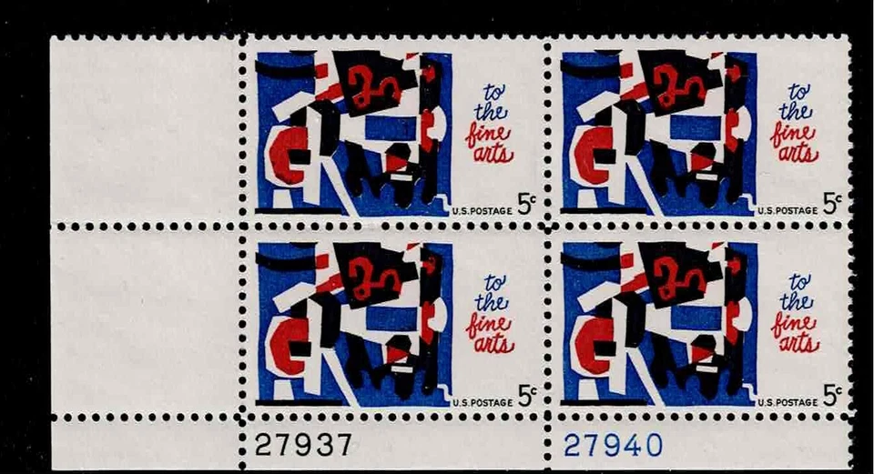 US Scott #1259, Plate Block #27937/27940 1964 Fine Arts 5c FVF MNH Lower Left - Image 1 of 1