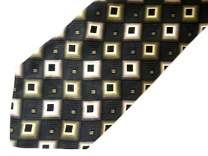 Vintage Croft & Barrow Herrenkrawatte Krawatte schwarz grau grün geometrisches Muster Seide 59" Karriere - Bild 1 von 3