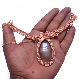 Tiger Eye Jewelry Copper Love Gift Wire Wrapped Chain Necklace CN-15 - Picture 1 of 6